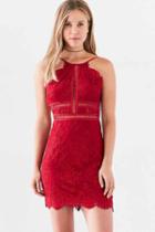 Urban Outfitters Nbd Alijah Backless Ladder Lace Mini Dress,red,l