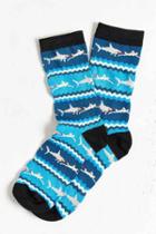 Urban Outfitters Shark Chase Stripe Sock,blue,one Size