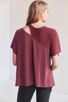 Urban Outfitters Silence + Noise Kai Split Crew-neck Tee,purple,l