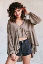 Urban Outfitters Ecote Greenly High/low Blouse,brown,s