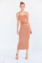 Glamorous Shimmer Knit Knotted Cutout Midi Slip Dress