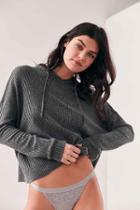 Urban Outfitters Out From Under Farrah Thermal Hoodie Sweatshirt,grey,xs