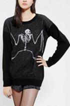 Urban Outfitters Sparkle & Fade Bat Skeleton Sweater,black,s