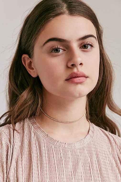 Urban Outfitters Cami Delicate Rhinestone Choker Necklace,gold,one Size