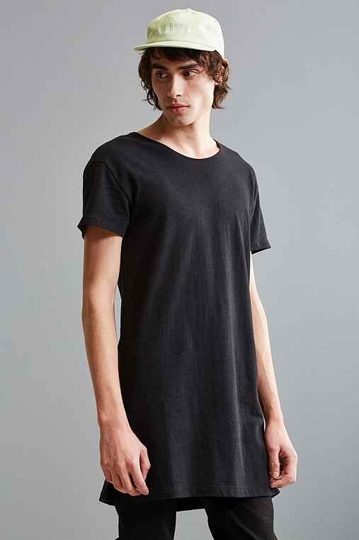 Urban Outfitters Wide Neck Super Long Tee,black,s