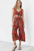 Urban Outfitters Ecote Saraphina Cutout Button-front Jumpsuit,red,m