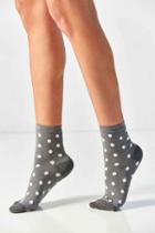 Urban Outfitters Out From Under Fuzzy Polka Dot Crew Sock,grey,one Size