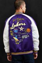 Urban Outfitters Starter X Uo Nba Los Angeles Lakers Souvenir Jacket,purple,xs