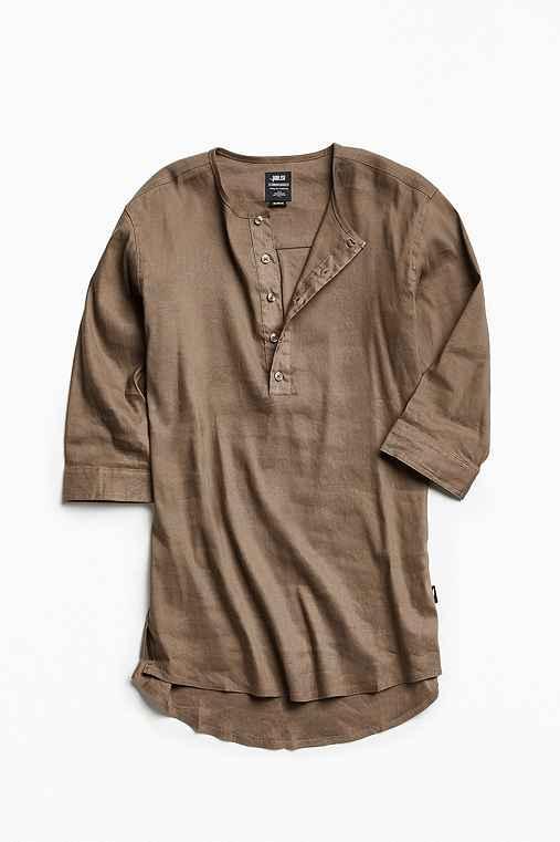 Urban Outfitters Publish Jamison Band Collar Popover Shirt,olive,l