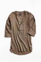 Urban Outfitters Publish Jamison Band Collar Popover Shirt,olive,l