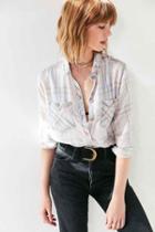 Urban Outfitters Bdg Nelly Plaid Button-down Shirt,dark Grey,m