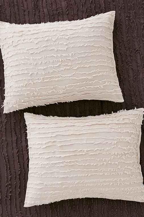 Urban Outfitters Eyelash Fringe Sham Set,tan,one Size