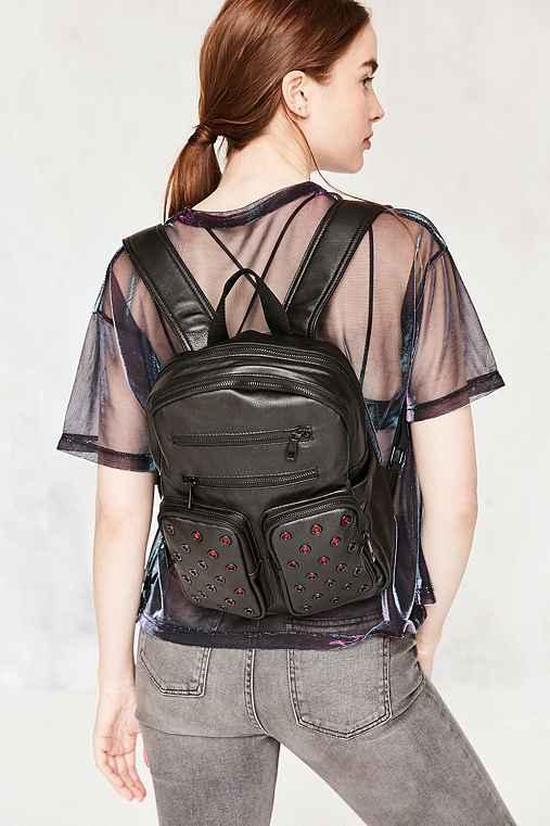 Urban Outfitters Leather Grommet Backpack,black,one Size
