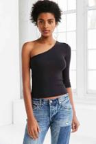 Urban Outfitters Silence + Noise Shelby One Shoulder 3/4-sleeve Tee,black,xs