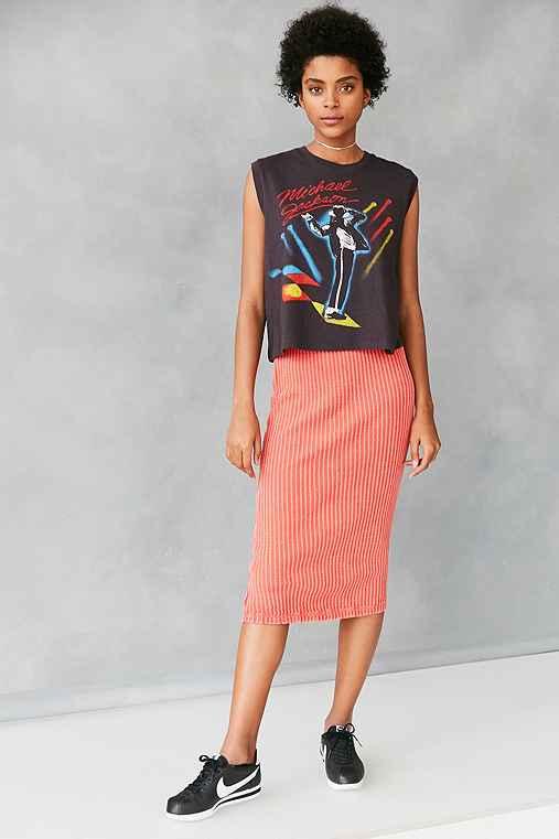 Urban Outfitters Silence + Noise Bubble Rib Bodycon Midi Skirt,coral,xs