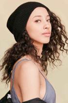 Urban Outfitters Cozy Rib Knit Beanie,black,one Size
