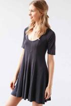 Urban Outfitters Silence + Noise Beverly Swing Cupro Tee Dress,black,l