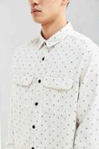 Urban Outfitters Uo Ditsy Cross Print Flannel Button-down Shirt,white,xs