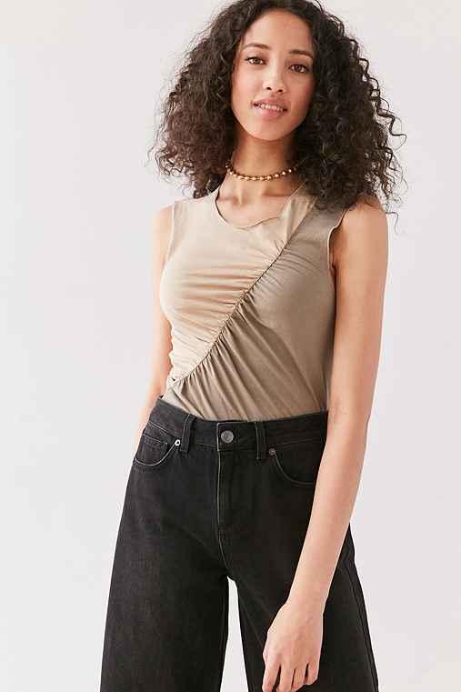 Urban Outfitters Silence + Noise Rylan Ruched Muscle Tank Top,green,xs