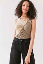 Urban Outfitters Silence + Noise Rylan Ruched Muscle Tank Top,green,xs