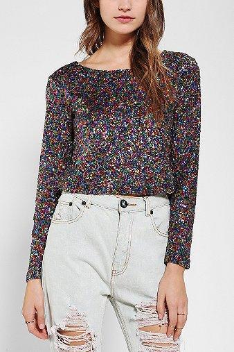 Minkpink Glamour Glitter Cropped Top