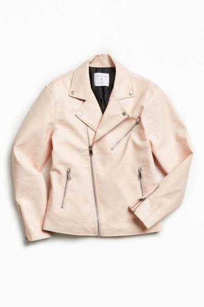Urban Outfitters Uo Pink Faux Leather Moto Jacket