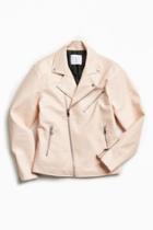 Urban Outfitters Uo Pink Faux Leather Moto Jacket