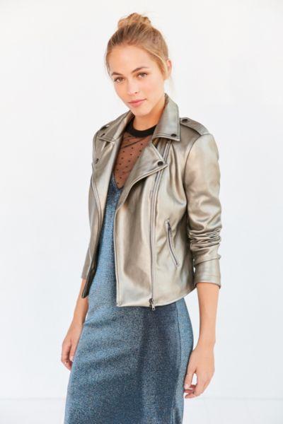 Urban Outfitters Silence + Noise Shine On Metallic Moto Jacket