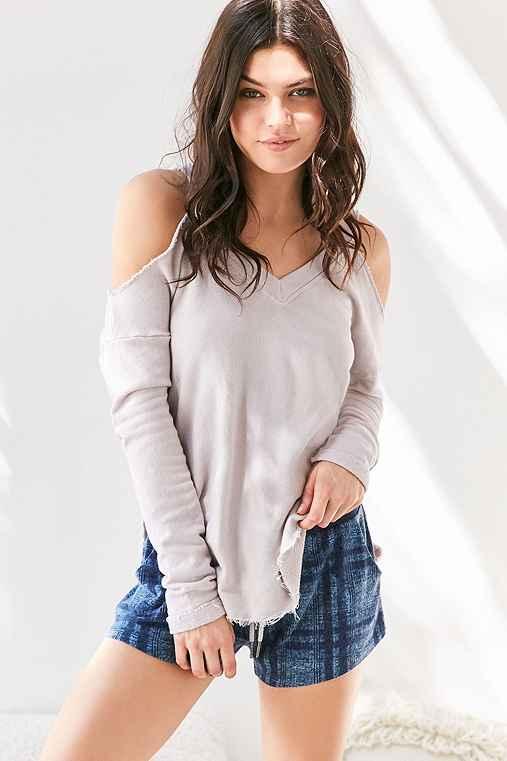 Urban Outfitters Truly Madly Deeply Open Shoulder Hoodie Sweatshirt,lilac,s