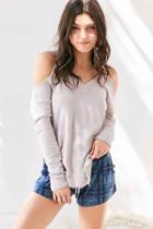 Urban Outfitters Truly Madly Deeply Open Shoulder Hoodie Sweatshirt,lilac,s