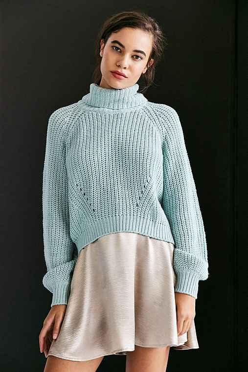 Urban Outfitters Kimchi Blue Noah Balloon-sleeve Turtleneck Sweater,blue,s