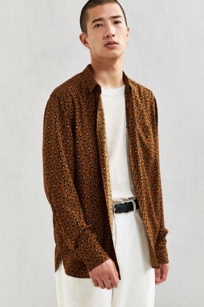 Urban Outfitters Uo Owen Leopard Rayon Button-down Shirt