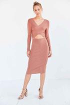Urban Outfitters Glamorous Shimmer Knit Criss-cross Cutout Midi Dress,copper,l