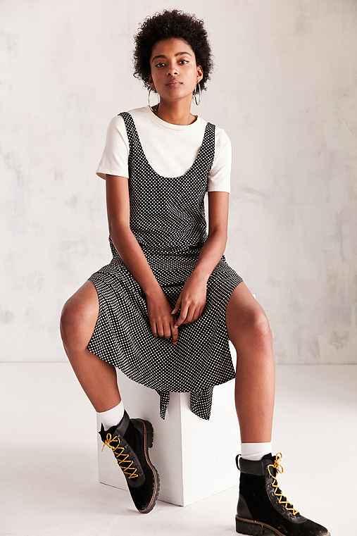 Urban Outfitters Cooperative Daphne Scoop-back Midi Slip Dress,black & White,xs