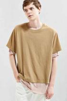 Urban Outfitters Uo Boxy Double Layer Tee,tan,m
