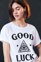 Urban Outfitters Truly Madly Deeply Good Luck Tee,white,xs