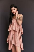 Urban Outfitters Faithfull The Brand Dotted Strapless Ruffle Mini Dress