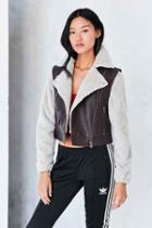 Urban Outfitters Bdg Cozy Combination Moto Jacket,chocolate,m