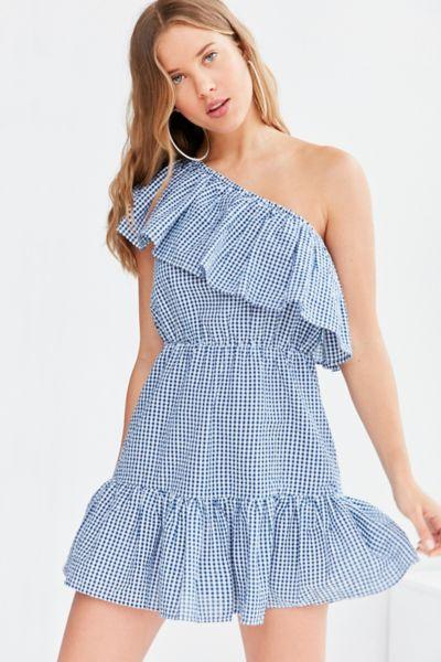 Urban Outfitters Minkpink Wanderer One-shoulder Ruffle Dress