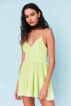 Urban Outfitters Kimchi Blue Vanessa Velvet Fit + Flare Romper,lime,l