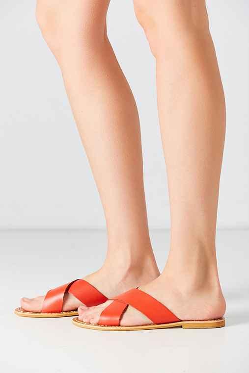 Urban Outfitters Simple Cross Strap Slide Sandal,red,9