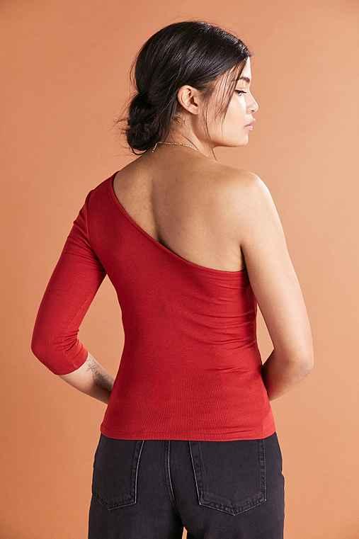 Urban Outfitters Silence + Noise Shelby One Shoulder 3/4-sleeve Tee,rust,m