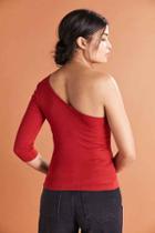 Urban Outfitters Silence + Noise Shelby One Shoulder 3/4-sleeve Tee,rust,m