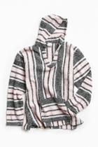 Urban Outfitters Vintage Pink + Grey Woven Pullover Hoodie Sweatshirt