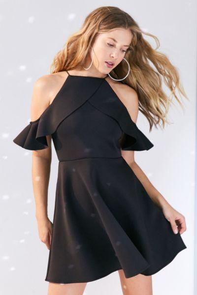 Urban Outfitters Kimchi Blue Satin Scuba Cold Shoulder Mini Dress