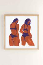 Urban Outfitters Leah Reena Goren Bikini Girls Art Print,natural Wood,44x44