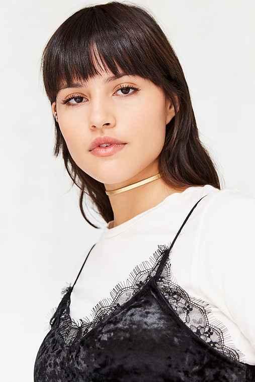 Urban Outfitters Allie Leather Choker Necklace,gold,one Size