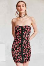 Urban Outfitters Cooperative Cherrilynn Hook + Eye Strapless Dress,black Multi,xs