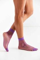 Urban Outfitters Out From Under Wide Fishnet Crew Sock,purple,one Size