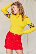 Urban Outfitters Vintage '70s Yellow Checkered Sweater,assorted,one Size